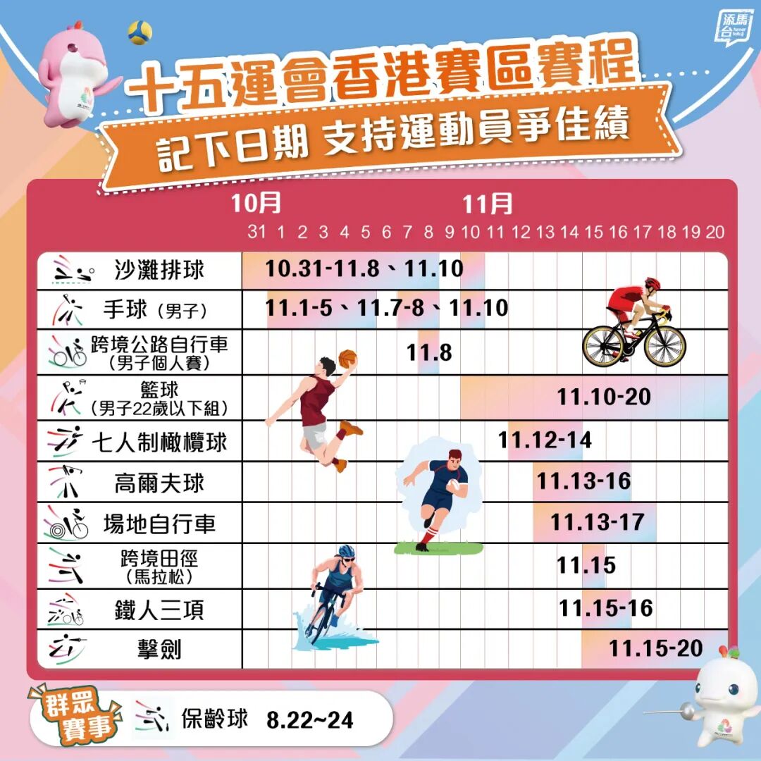 全運會香港賽區首批賽事門票8月28日開售